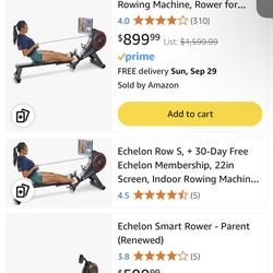 Echelon Row S Rower- Like New 