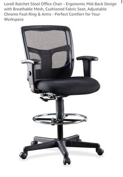 Lorell Ratchet Stool Ergonomic Mid-Back Office Chair