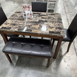 5PC Brown Dining Table Set