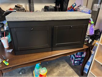 Black shoe storage bench
