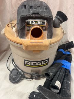 RIDGID 12 Gallon 5.0 Peak HP Wet/Dry Shop Vacuum with Attachments & Filter