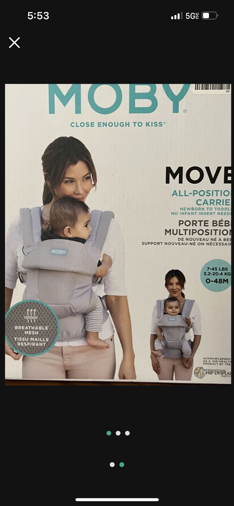 Like New MOBY baby Carrier 