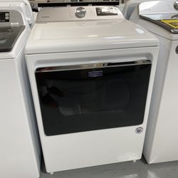 MayTag White Smart Top Load Electric Dryer With Extra Power Button - 7.4 Cu. Ft.