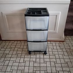 Three Drawer Plastic Storage On Casters/12x14x26 Inches 