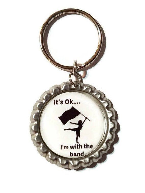 I'm With The Band ColorGuard Key Chain,Purse Charm,Zipper Pull,ColorGuard Zipper Pull,ColorGuard Backpack Tag, ColorGuard Team Favors