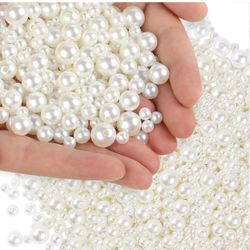 1950 Pcs Pearl Beads with Hole, 5 Size Pearls for Crafts, Round Loose Pearl Beads for Jewelry Making, Pearls for Jewelry Making, Decoration, DIY Craft