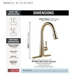Delta Essa Single Handle Pull-Down Kitchen Faucet in Champagne Bronze