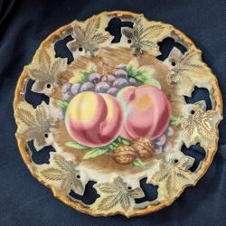 Vintage Royal Sealy China Teacup Saucer - Harvest Fruit Pattern - Japan 1950s