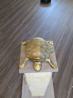 Gold Brass Turtle Trinket Box