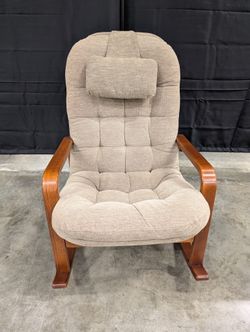 Comfortable Upholstered Rocking Chair with Wooden Arms