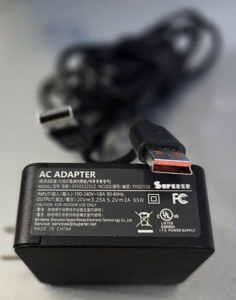 65watt 20v Charger For Lenovo Laptops/tablets