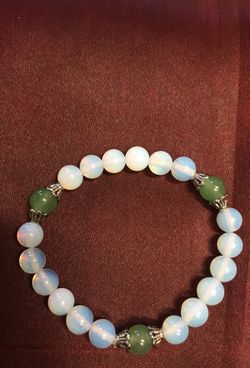 Moonstone with jade bracelet