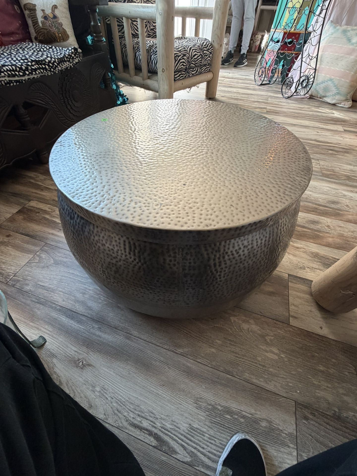 Hammered Tin Storage Table