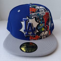 7 3/4 Los Angeles Dodgers Comic Book New Era 59Fifty Fitted Hat Royal Blue Gray