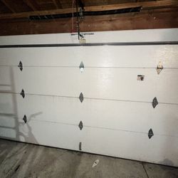 Garage Door White With Spring, Cable And Some Hardware