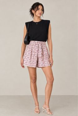Zara High-Waist Floral Print Pleated Shorts