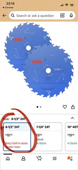 2 blades in 1 Pack 6-1/2 Inch Circular Saw Blade for Wood Cutting, 24T Carbide Tipped