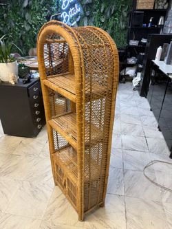 Vintage Arched woven rattan shelf