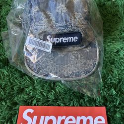 Supreme Bandana Jacquard Denim Camp Cap Blue