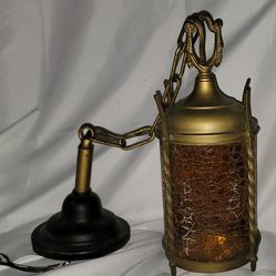 Antique Amber Glass Hanging Light