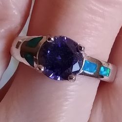 Beautiful 😍🆕 Tanzanite Opal Size 6 Sterling Silver Ring 💍!