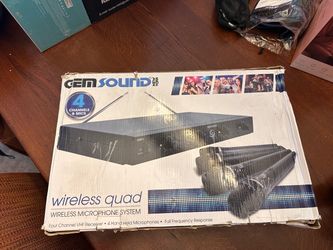 New Gem Sound GMW-4 a four-channel wireless microphone system utilizes VHF high-band operation. Features a super heterodyne receiver and transmitters