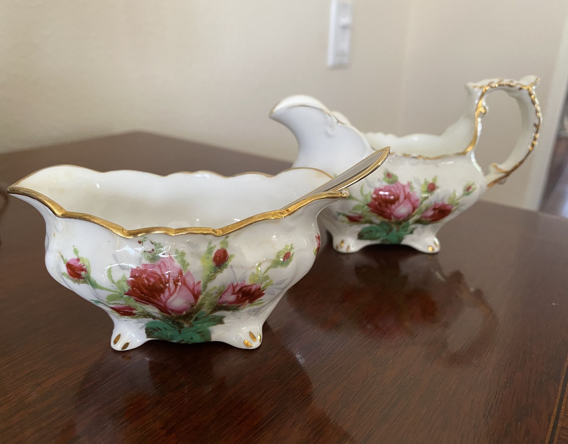 Antique Hammersley “Grandmother’s Rose” Sugar/Creamer Bone China