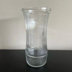 Hoosier Glass Vase Clear Ribbed Stripe 4088-B USA 8.5 Inch