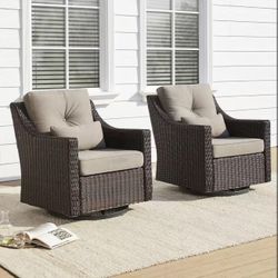 CHITA 2 wicker chairs for patio, 360° sting chair, outdoor rattan chair with thick cushions set of 2 $299