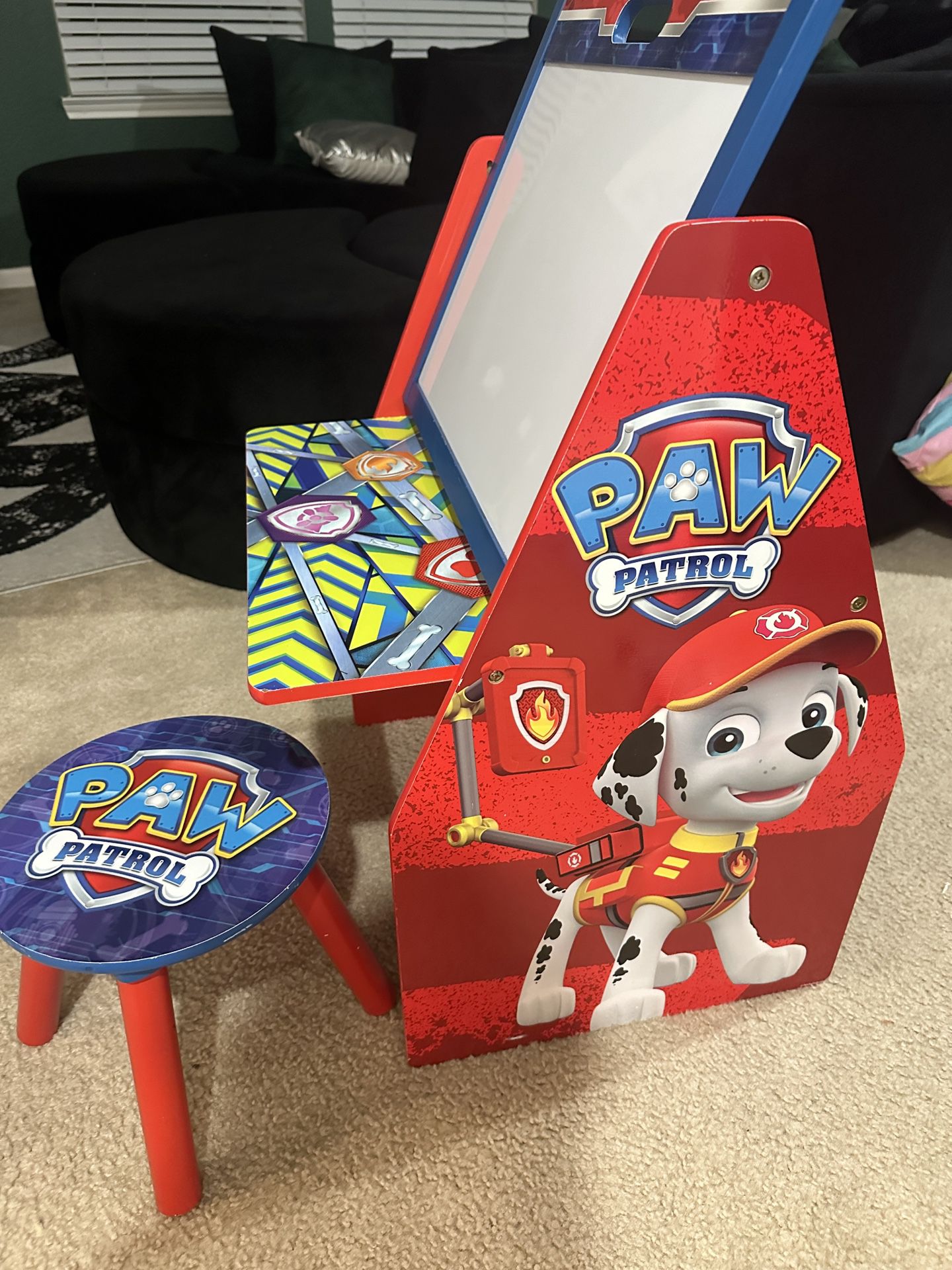 PAW Patrol Deluxe Kids Art Table, Easel, Desk, Stool & Toy Organizer by Delta 