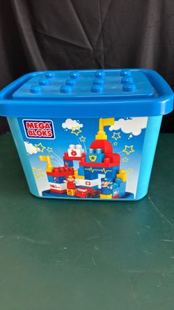 Toddler mega bloks in bin