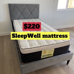 Twin Size Bed Frame With Pillow Top Mattress Included 
