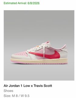 AIR JORDAN 1 LOW SP - SHY PINK-TROPICAL PINK Travis Scott Size 8