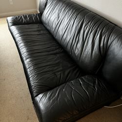 Black German Leather Sofa