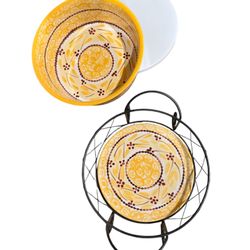 Temp-tations Round Yellow Casserole Dish-New