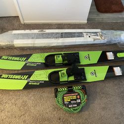 NEW Two Pairs Of Water Skis Plus Rope
