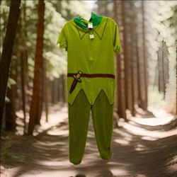 Disney Peter Pan Roobin Hood Size Medium Hooded  Costume Pajamas Green Medium