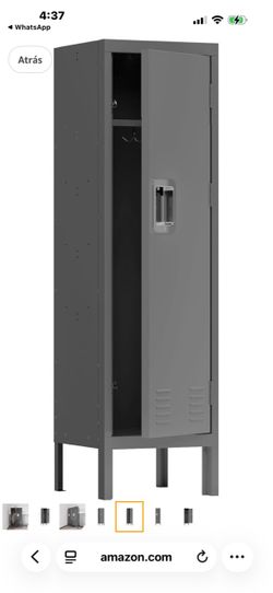 Tall metal cabinet with 1 door, retro style, industrial furniture, for living room/bedroom/storage room/gym/school, gray $80