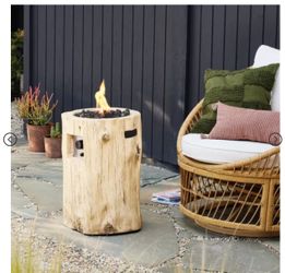 Weathered/Natural Finish Large LP Round Outdoor Fire Column Natural - Threshold