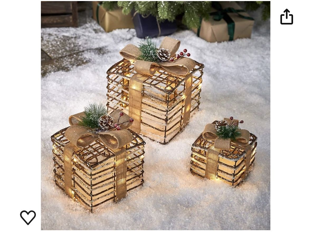 Lights4fun, Inc. Set of 3 Rattan Lighted LED Box Indoor & Outdoor Decoration