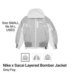 Nike Sacai Layered Bomber Jacket Small (fits Oversized)