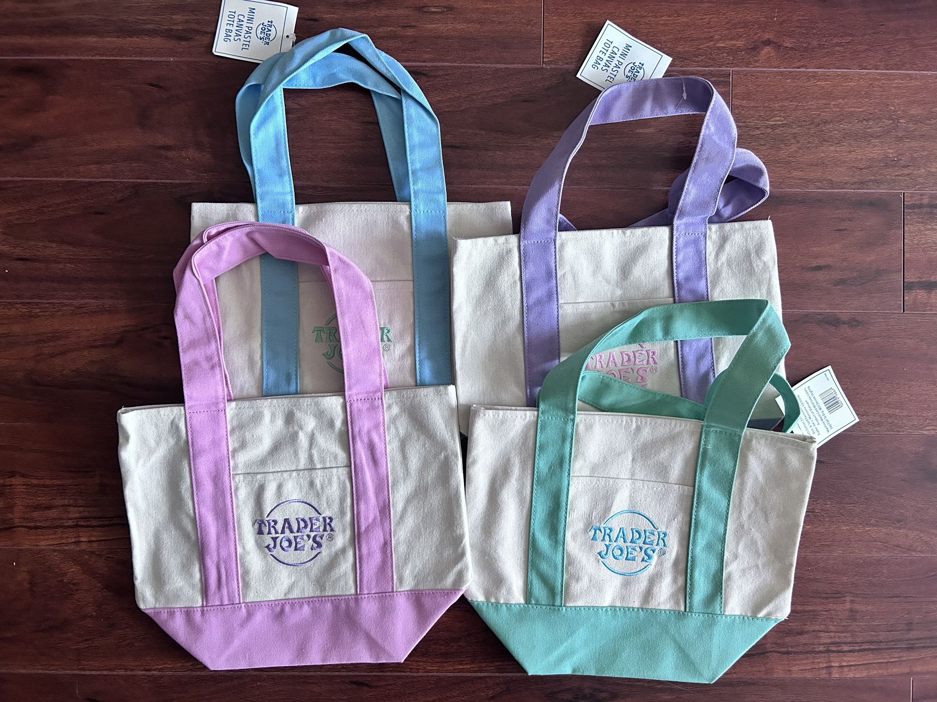 Set Of 4 Trader Joe’s Mini Canvas Tote Bags