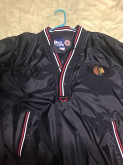 Vintage Black Hawks Wind Breaker Jacket Size Large 