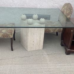 Vintage travertine Stone With Glass