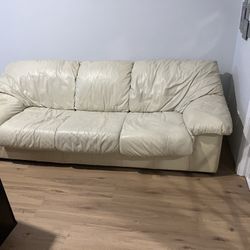 White Leather Sofa 3 Seater And 2 Love Seat $60 Each