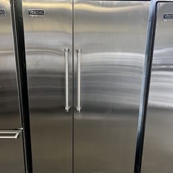 Viking 48”wide Built In Stainless Steel Side By Side Refrigerator 