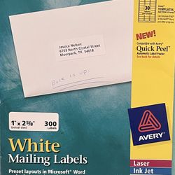 Avery White Mailing Labels (270 Labels)