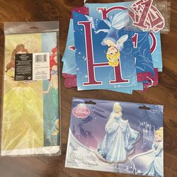 Cinderella Disney princess party Supplies Balloons Tablecloth Banner