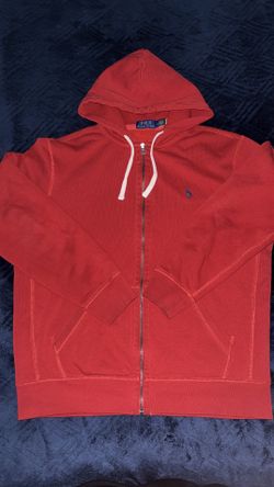 Red Polo Ralph Lauren Fleece Full-Zip Hoodie Men Large