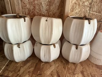 White Ceramic Hanging Planters